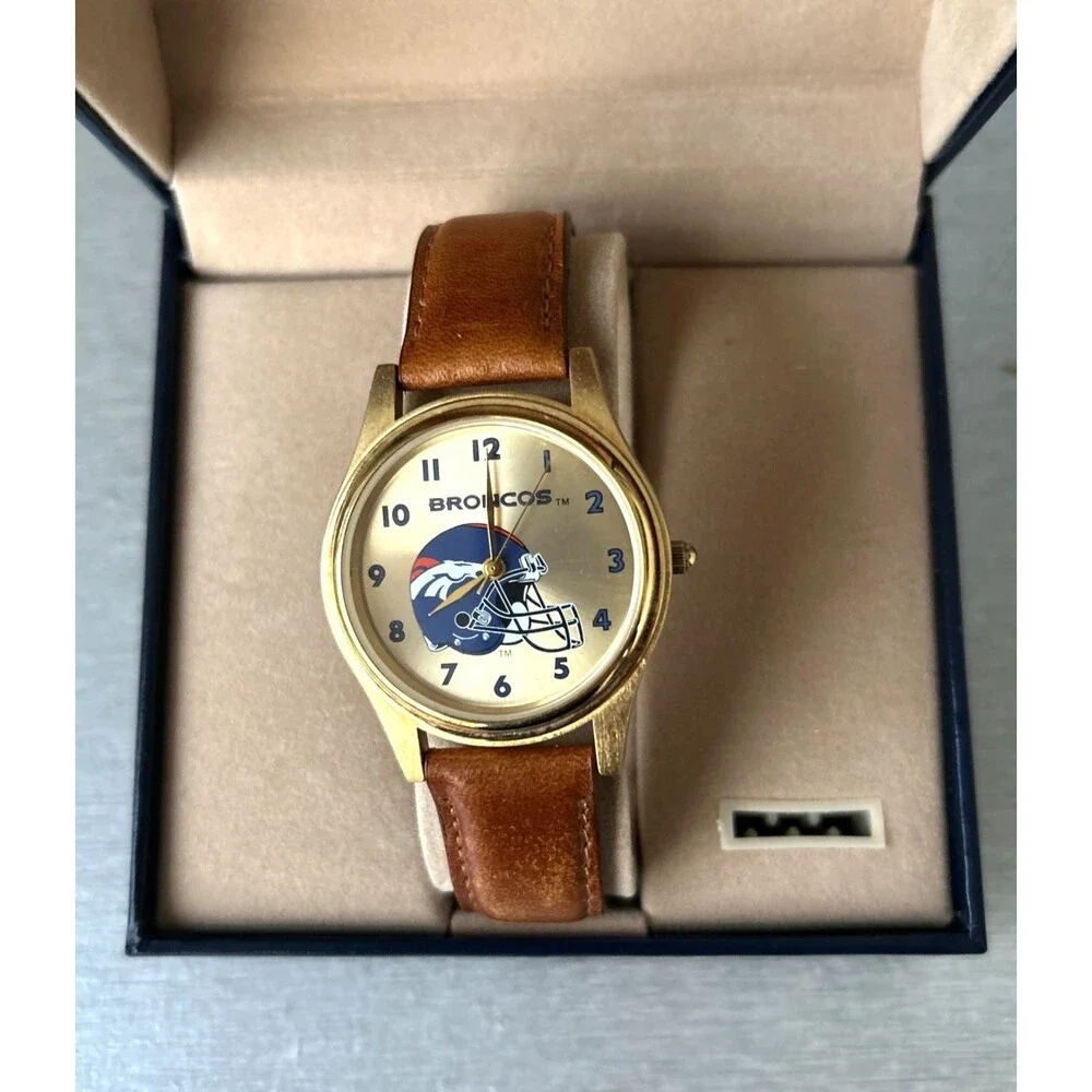 Vintage 1998 Denver Broncos NFL Fantasma Men's Gold Tone Watch New Battery